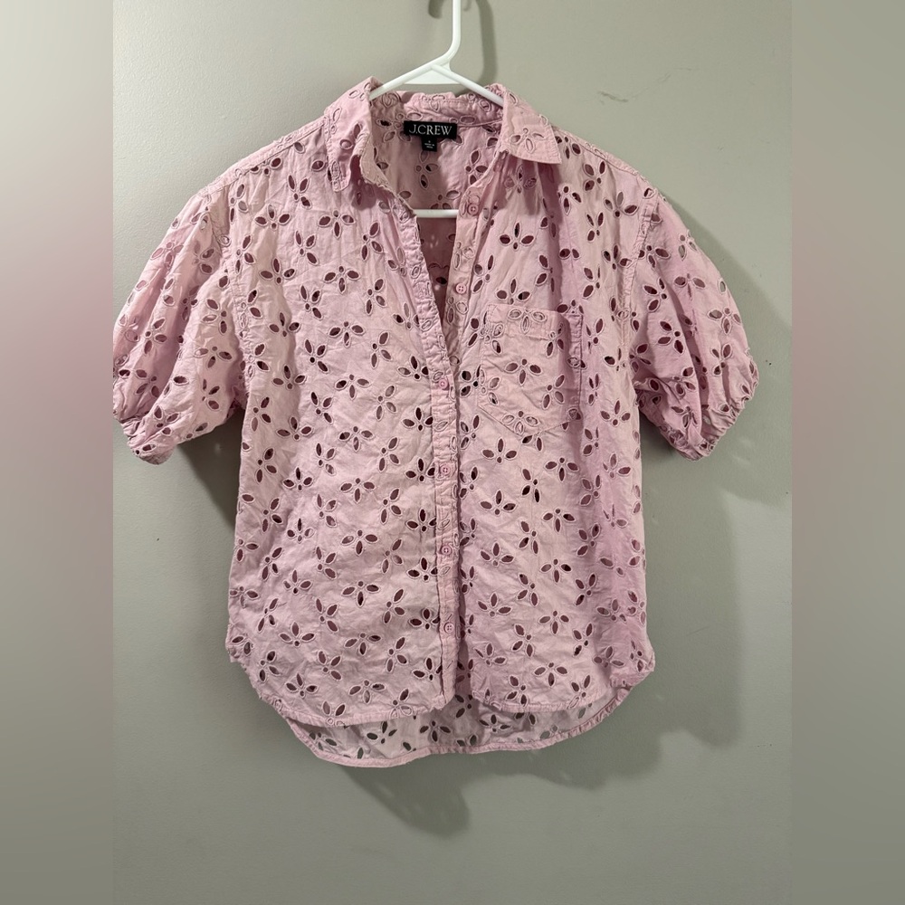 J. Crew Soft Pink Eyelet Blouse
